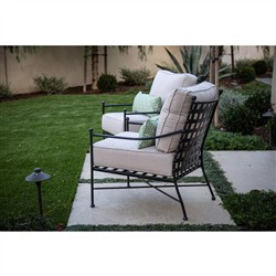 Aurore French Beige Cushion Metal Outdoor Club Arm Chair|