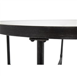 Aurore French Country Glass Top Black Metal Outdoor Dining Table - 84"W|