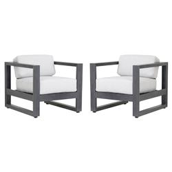 Finn Modern Grey Cushion Metal Outdoor Accent Club Chair|