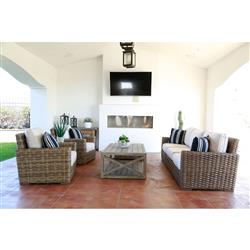 Aria Coastal Beige Cushion Brown Outdoor Accent Club Chair|