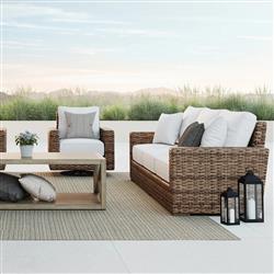 Aria Coastal Beige Cushion Brown Outdoor Accent Club Chair|