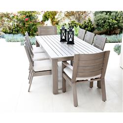 Ezra Modern Taupe Grey Aluminum Rectangular Outdoor Dining Table - 90"W|