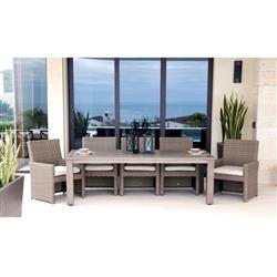 Ezra Modern Taupe Grey Aluminum Rectangular Outdoor Dining Table - 90"W|