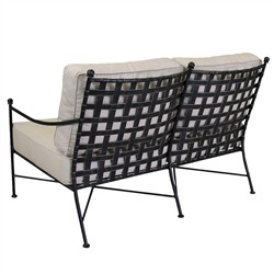 Aurore French Beige Cushion Metal Outdoor Loveseat|