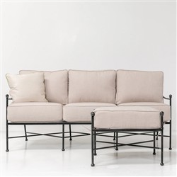 Aurore French Beige Cushion Metal Outdoor Sofa|