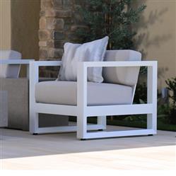 Roman Modern Grey Cushion White Metal Outdoor Accent Club Chair|