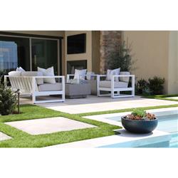 Roman Modern Grey Cushion White Metal Outdoor Accent Club Chair|