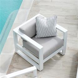 Roman Modern Grey Cushion White Metal Outdoor Accent Club Chair|