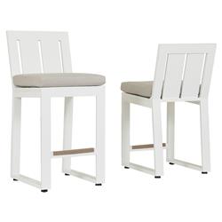 Roman Modern Grey Cushion White Metal Outdoor Counter Stool|