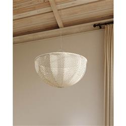 Palecek Quinn Coastal Beach White Wood Coco Beaded Inverted Dome Chandelier|