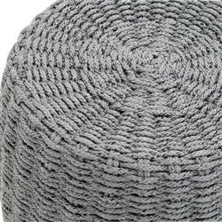 Lorry Coastal Beach Platinum Grey Woven Rope Round Outdoor Side End Table|