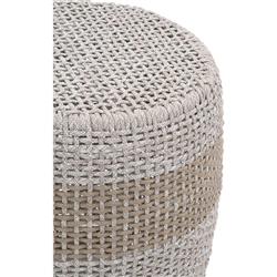 Lorry Coastal Beach Taupe Woven Rope Round Outdoor Side End Table|