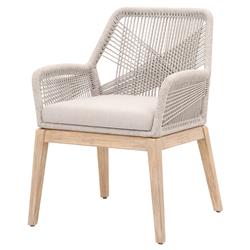 Lorry Coastal Taupe Woven Rope Performance Gray Mahogany Dining Arm Chairs - Set of 2|