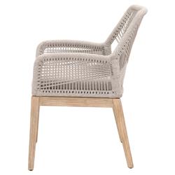 Lorry Coastal Taupe Woven Rope Performance Gray Mahogany Dining Arm Chairs - Set of 2|