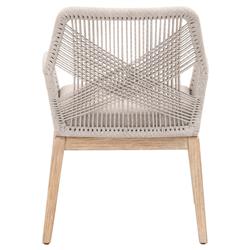 Lorry Coastal Taupe Woven Rope Performance Gray Mahogany Dining Arm Chairs - Set of 2|