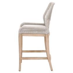 Lorry Coastal Beach Taupe Performance Mahogany Woven Rope Counter Stool|