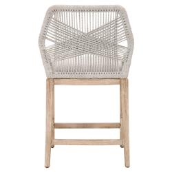 Lorry Coastal Beach Taupe Performance Mahogany Woven Rope Counter Stool|