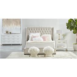 Stacy Modern Classic 1 Drawer Brass Accent White Nightstand|