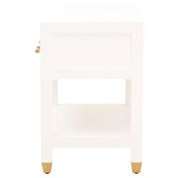 Stacy Modern Classic 1 Drawer Brass Accent White Nightstand|