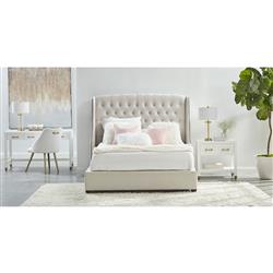 Stacy Modern Classic 1 Drawer Brass Accent White Nightstand|