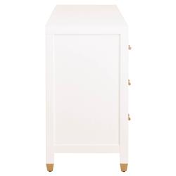 Stacy Modern Classic White Brass Accent 6 Drawer Double Dresser|