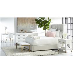 Stacy Modern Classic White Brass Accent 6 Drawer Double Dresser|