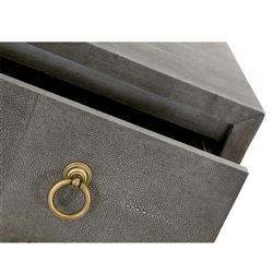 Simon Modern Grey Faux Shagreen Resin Brushed Gold Metal 3 Drawer Nightstand|