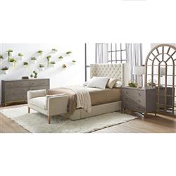 Simon Modern Grey Faux Shagreen Resin Brushed Gold Metal 3 Drawer Nightstand|