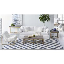 Simon Modern Classic Grey Shagreen Resin Brushed Gold Metal Desk|