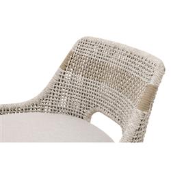 Theodore Coastal Beach Woven Grey Upholstered Brown Mahogany Frame Counter Stool|