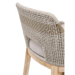 Theodore Coastal Beach Woven Grey Upholstered Brown Mahogany Frame Counter Stool|