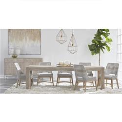 Theodore Coastal Taupe Woven Fixed Cushion Mahogany Dining Side Chair - Set of 2|