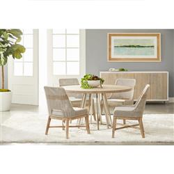 Theodore Coastal Taupe Woven Fixed Cushion Mahogany Dining Side Chair - Set of 2|
