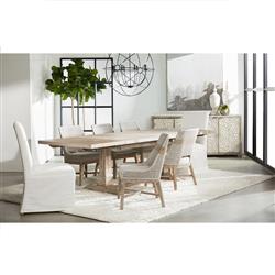 Theodore Coastal Taupe Woven Fixed Cushion Mahogany Dining Side Chair - Set of 2|