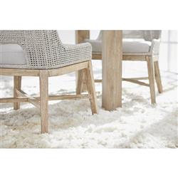 Theodore Coastal Taupe Woven Fixed Cushion Mahogany Dining Side Chair - Set of 2|