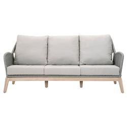 Lorry Coastal Beach Platinum Grey Woven Rope Teak Wood Outdoor Sofa - 79"W|