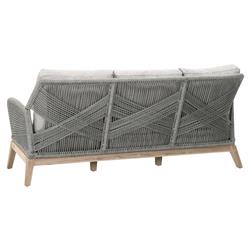 Lorry Coastal Beach Platinum Grey Woven Rope Teak Wood Outdoor Sofa - 79"W|