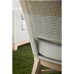 Theodore Coastal Beach Grey Woven Cushion Solid Teak Outdoor Occasional Chair|