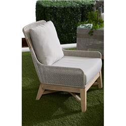 Theodore Coastal Beach Grey Woven Cushion Solid Teak Outdoor Occasional Chair|
