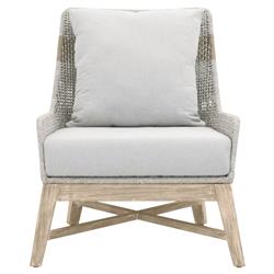 Theodore Coastal Beach Grey Woven Cushion Solid Teak Outdoor Occasional Chair|