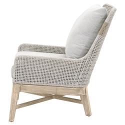 Theodore Coastal Beach Grey Woven Cushion Solid Teak Outdoor Occasional Chair|