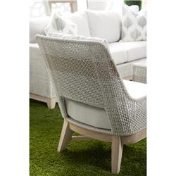 Theodore Coastal Beach Grey Woven Cushion Solid Teak Outdoor Occasional Chair|