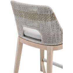 Theodore Coastal Beach Taupe Woven Cushion Solid Grey Teak Outdoor Counter Stool|