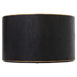 Primo Modern Polished Brass Accent Black Round Starburst Oak Round Coffee Table|