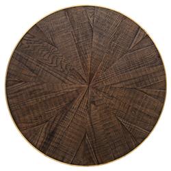 Primo Modern Polished Brass Accent Black Round Starburst Oak Round Coffee Table|