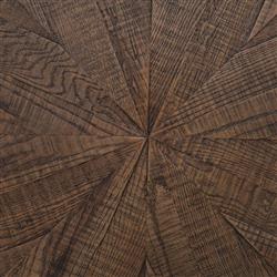 Primo Modern Polished Brass Accent Black Round Starburst Oak Round Coffee Table|