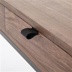 Theodore Industrial Loft 3-Drawer Leather Pull Brown Office Desk|