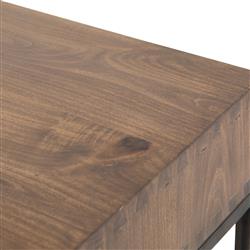 Theodore Industrial Loft 3-Drawer Leather Pull Brown Office Desk|