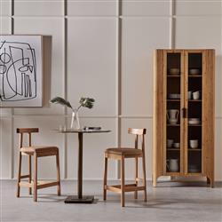 Gene Industrial Loft Aged Brass Iron Round Counter Table - 32" W|