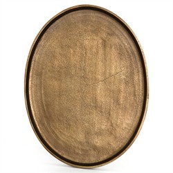 Soledad Industrial Loft Antique Brass Aluminum Tripod Base Outdoor Oval Side Table|